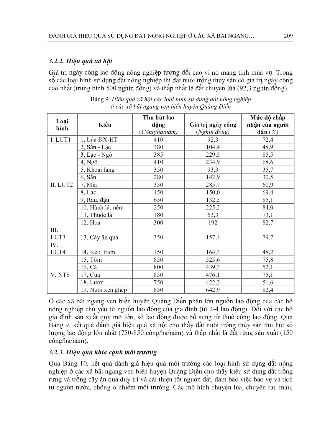 Đánh giá hiệu quả sử dụng đất nông nghiệp ở các xã bãi ngang ven biển huyện Quảng Điền, tỉnh Thừa Thiên Huế trang 9