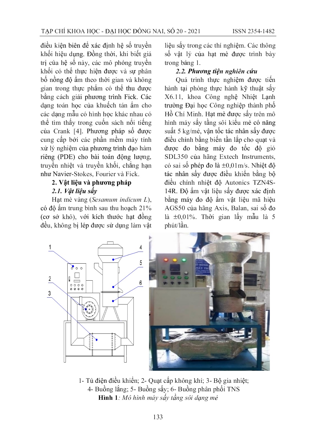 Động học quá trình sấy hạt mè (Sesamum Indicum L) trong máy sấy tầng sôi trang 2