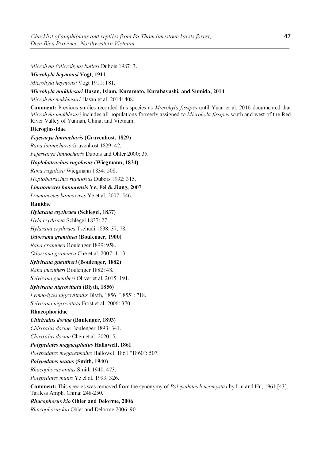 Checklist of amphibians and reptiles from pa thom limestone karsts forest, dien bien province, northwestern vietnam trang 6