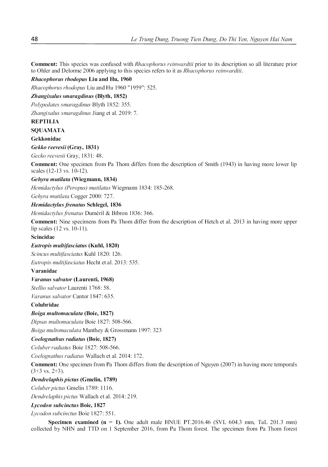 Checklist of amphibians and reptiles from pa thom limestone karsts forest, dien bien province, northwestern vietnam trang 7