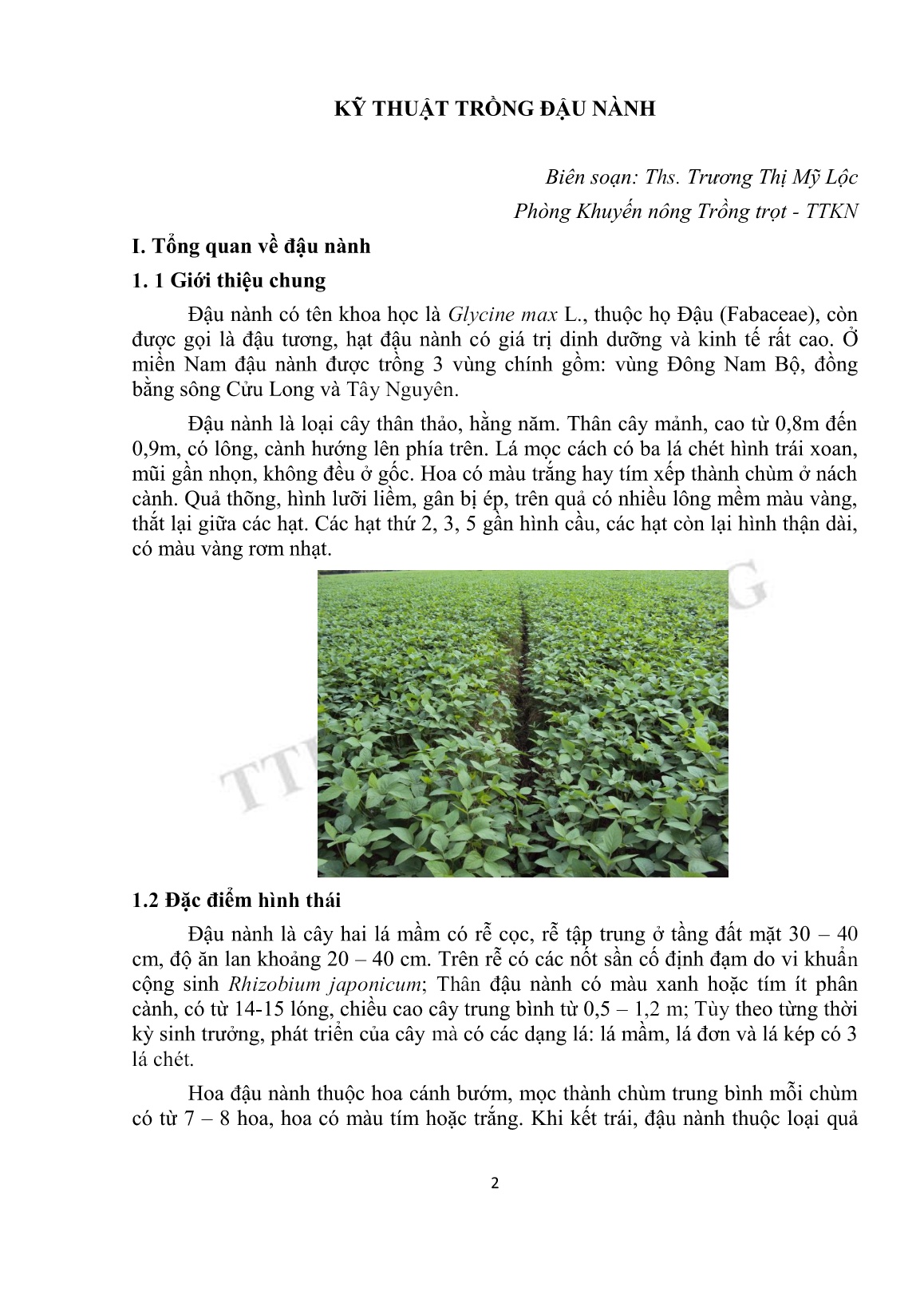 Tài liệu tập huấn khuyến nông Kỹ thuật trồng đậu nành trang 2