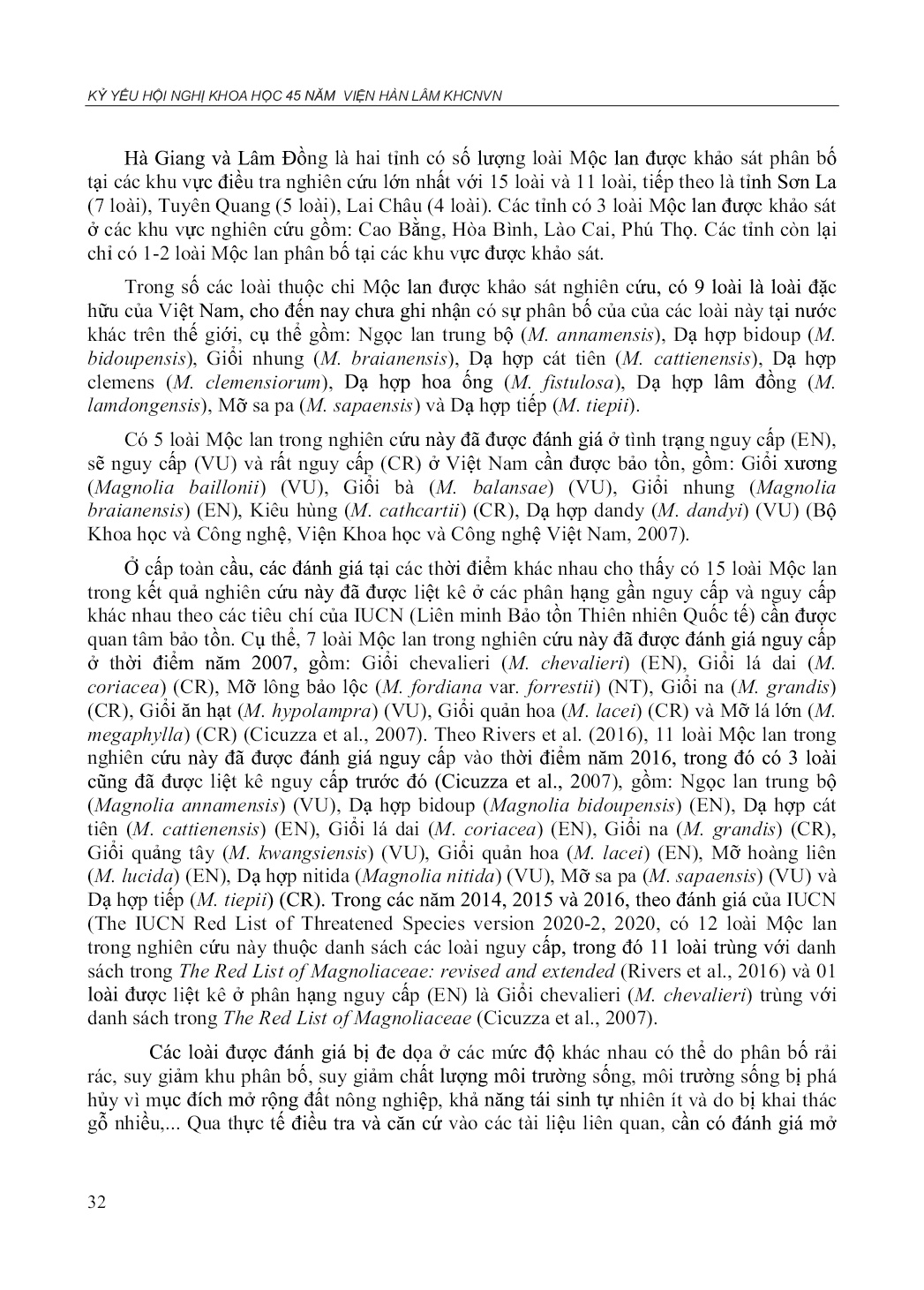 Hiện trạng phân bố và giá trị sử dụng của một số loài mộc lan (Magnolia L.) tại Việt Nam trang 9