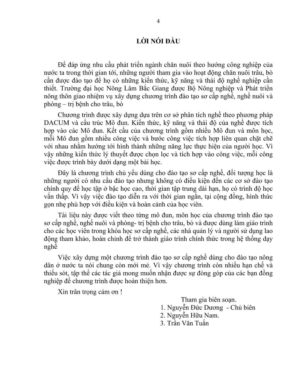 Giáo trình mô đun Nuôi trâu, bò đực giống (Trình độ: Sơ cấp nghề) trang 5