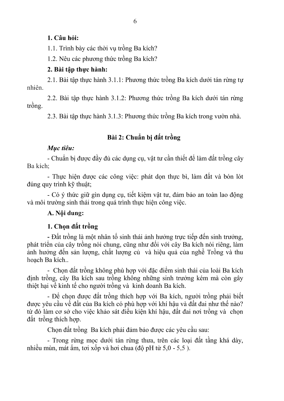 Giáo trình Trồng và thu hoạch ba kích, sa nhân (Trình độ: Cao đẳng, Trung cấp) trang 6