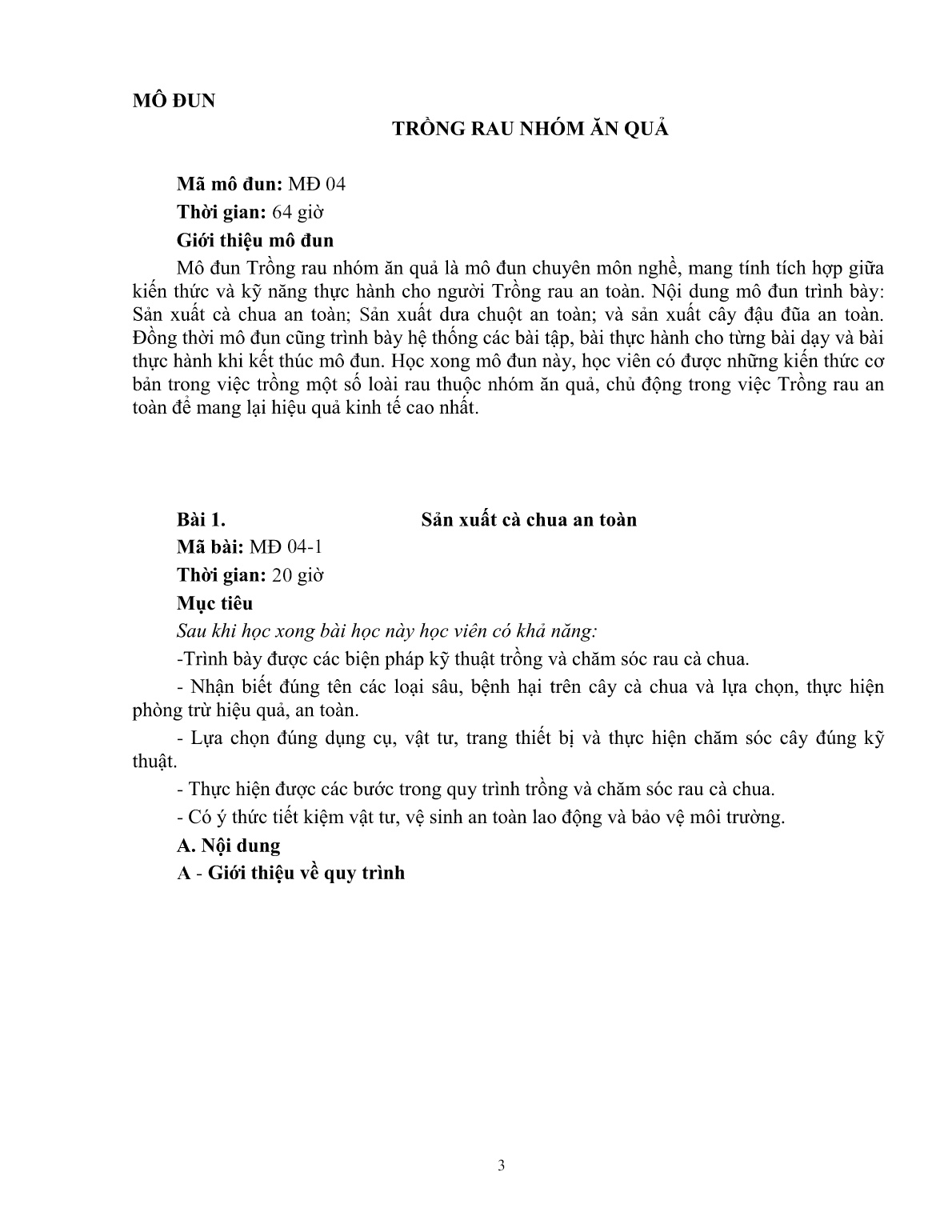 Giáo trình mô đun Trồng rau nhóm ăn quả (Trình độ: Đào tạo dưới 03 tháng) trang 4