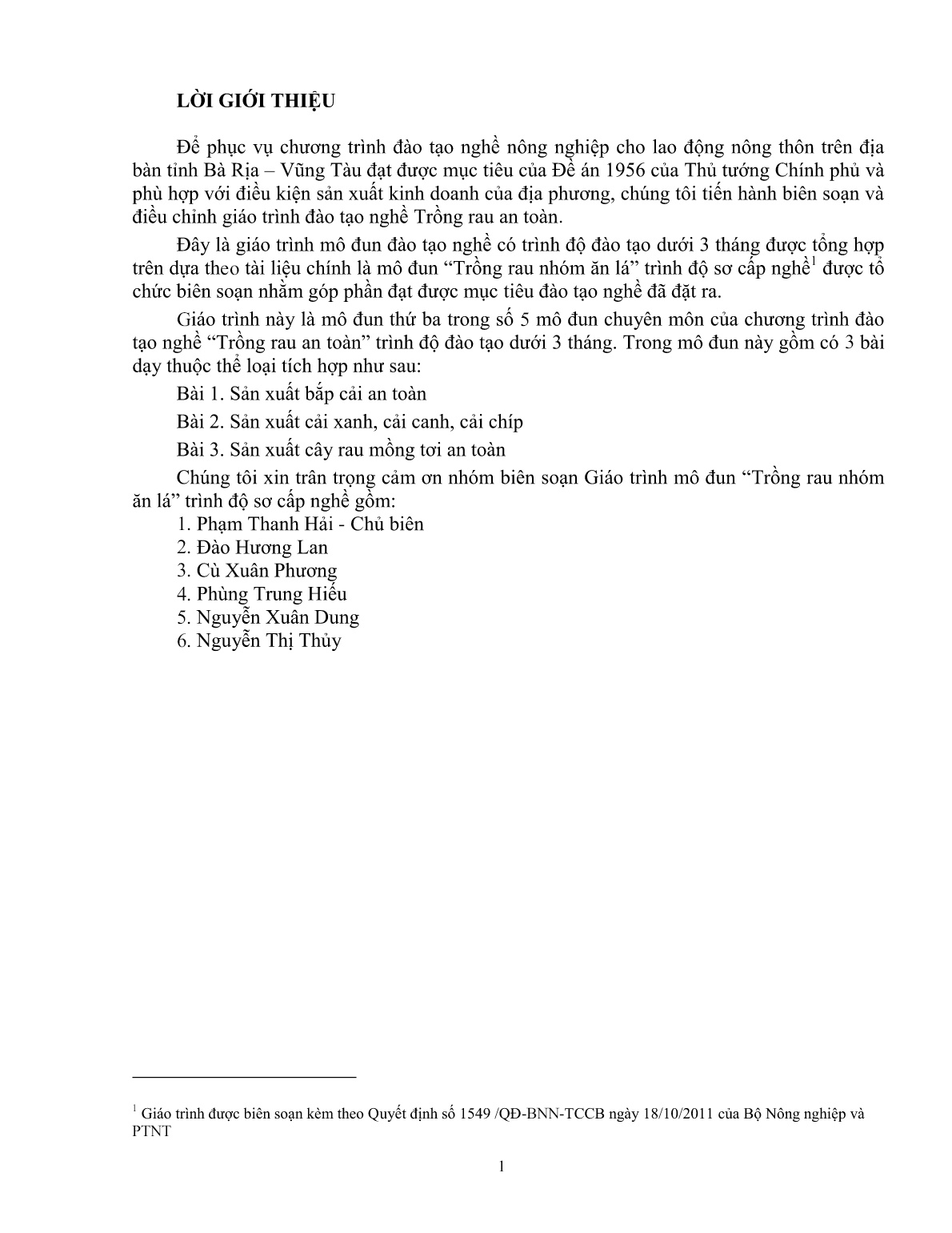 Giáo trình mô đun Trồng rau nhóm ăn lá (Trình độ: Đào tạo dưới 03 tháng) trang 2