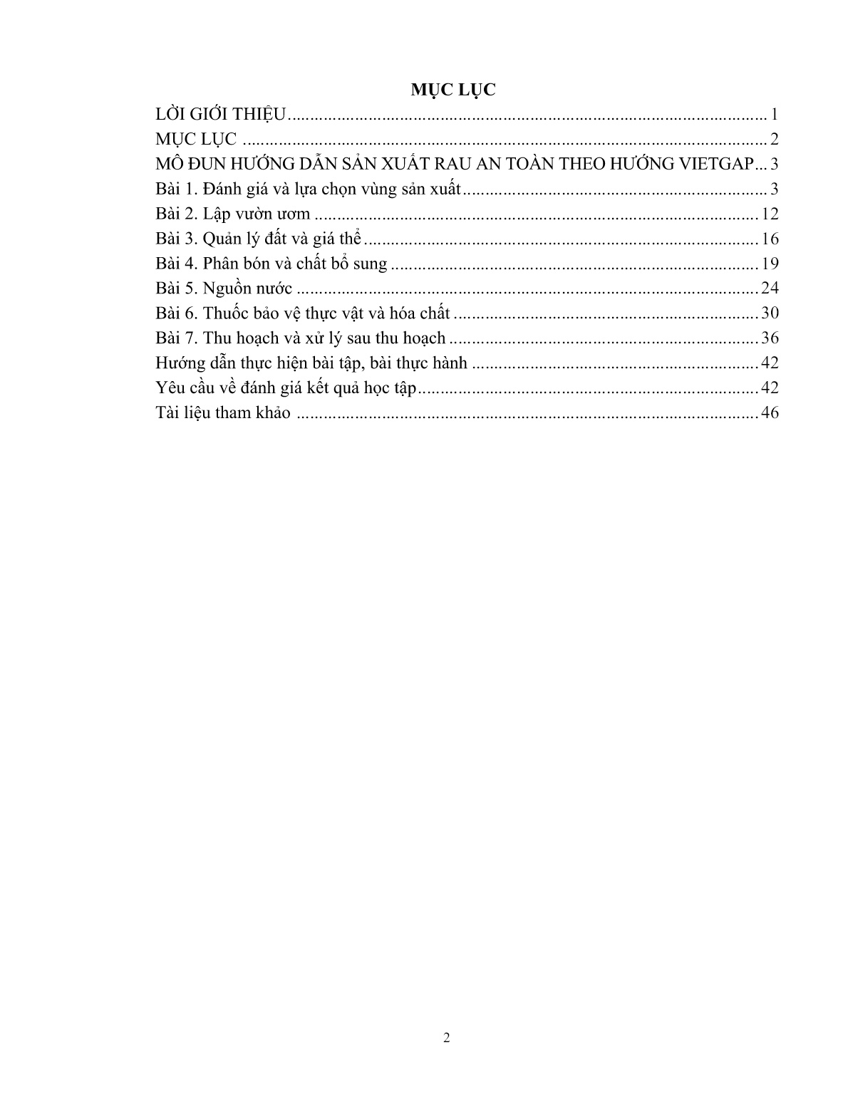 Giáo trình mô đun Hướng dẫn sản xuất rau an toàn theo hướng Vietgap (Trình độ: Đào tạo dưới 03 tháng) trang 3