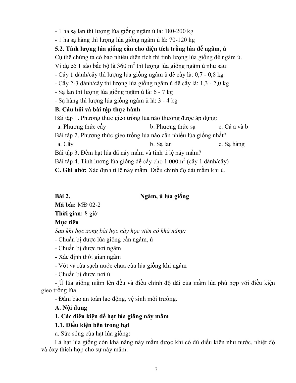 Giáo trình mô đun Gieo trồng lúa (Trình độ: Đào tạo dưới 03 tháng) trang 7