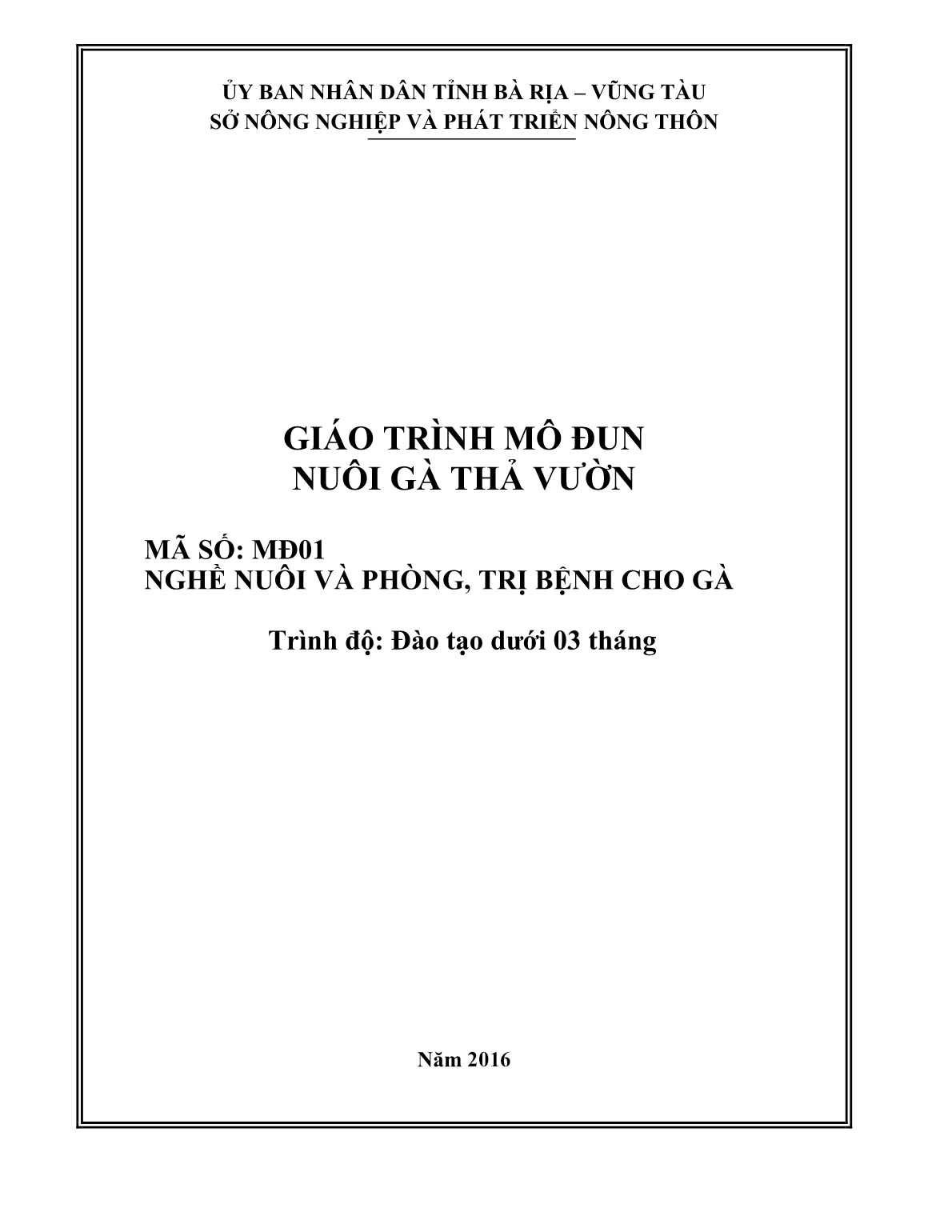 Giáo trình mô đun Nuôi gà thả vườn (Trình độ: Đào tạo dưới 03 tháng) trang 2