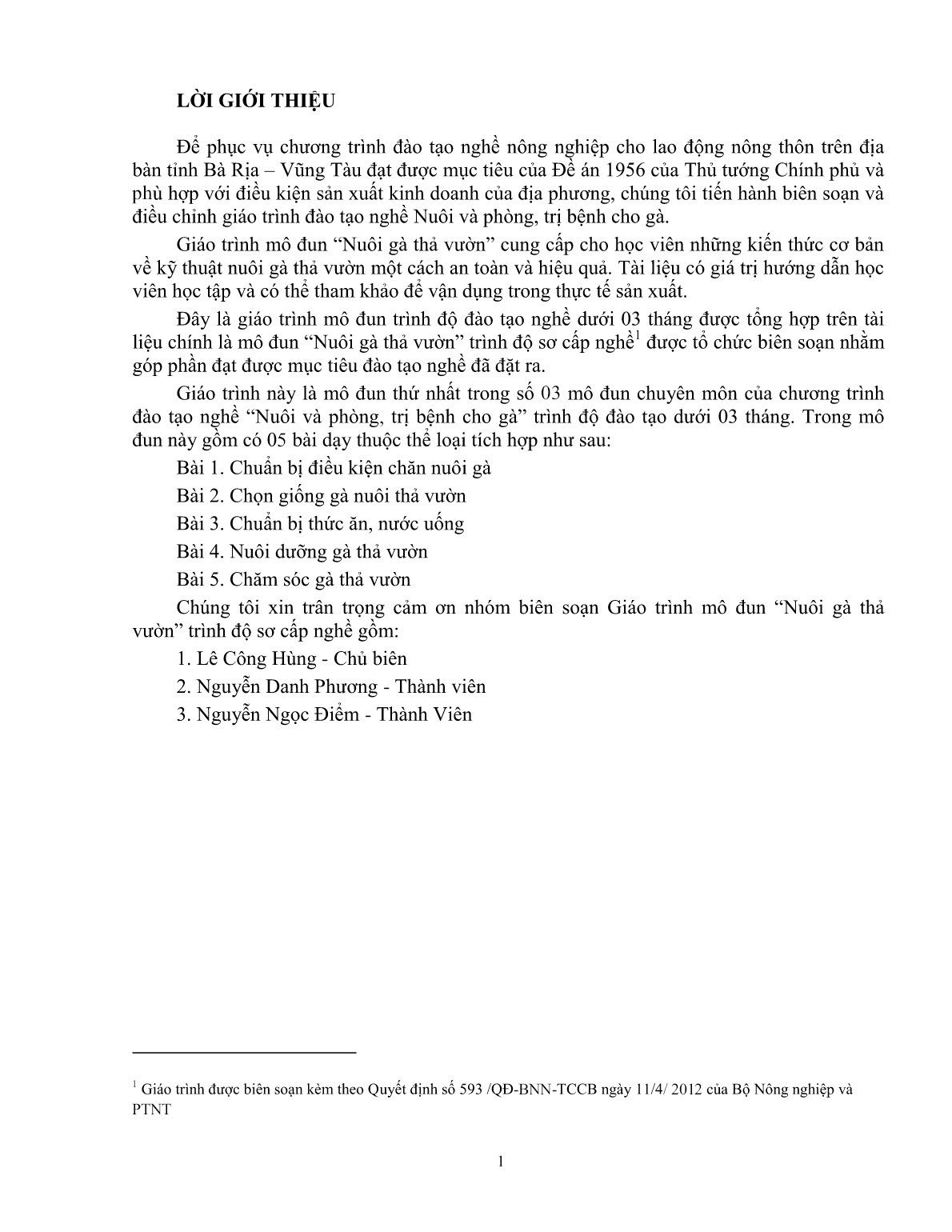 Giáo trình mô đun Nuôi gà thả vườn (Trình độ: Đào tạo dưới 03 tháng) trang 3