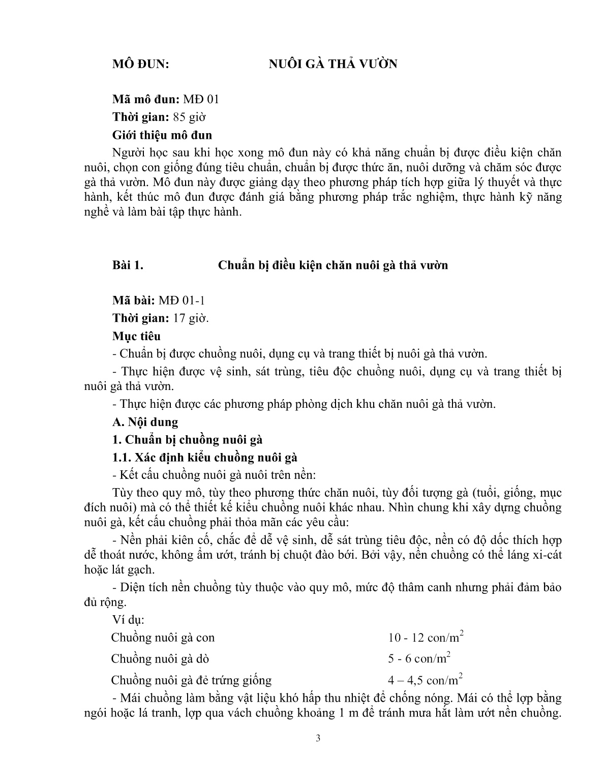 Giáo trình mô đun Nuôi gà thả vườn (Trình độ: Đào tạo dưới 03 tháng) trang 5
