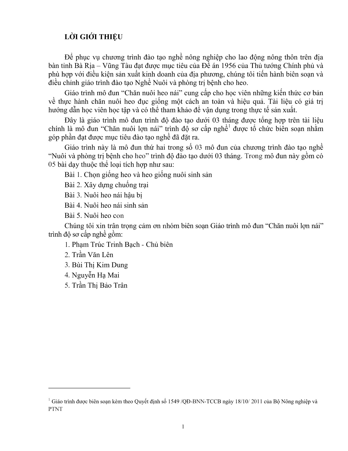 Giáo trình mô đun Chăn nuôi heo nái (Trình độ: Đào tạo dưới 3 tháng) trang 2