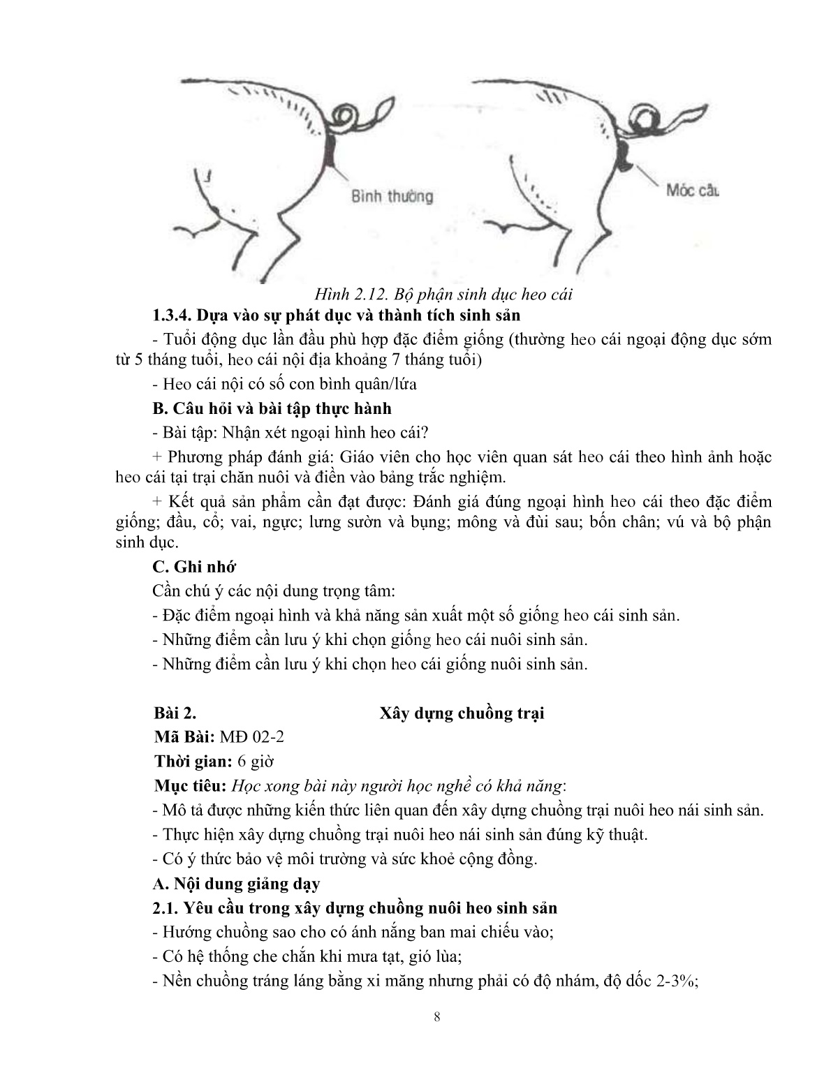 Giáo trình mô đun Chăn nuôi heo nái (Trình độ: Đào tạo dưới 3 tháng) trang 9