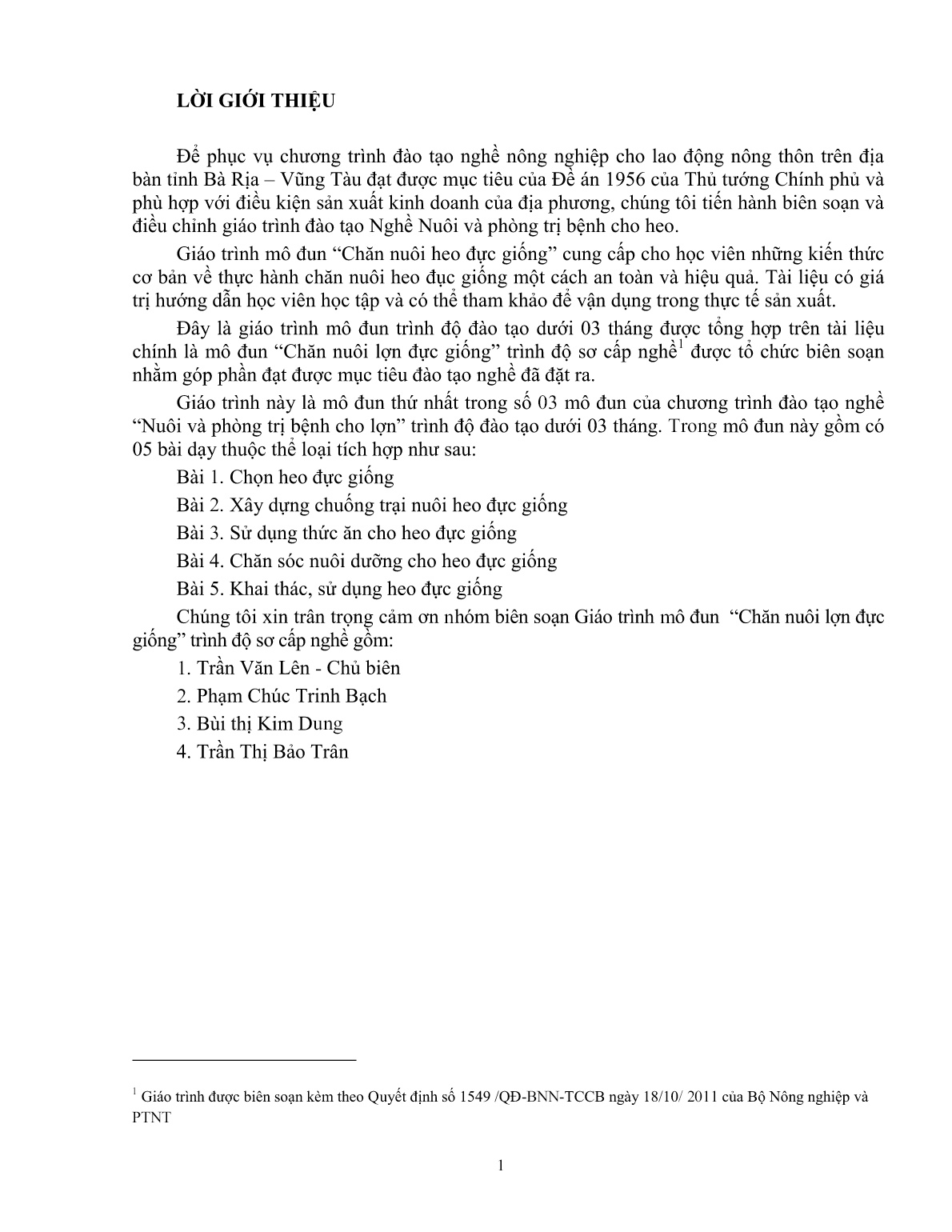 Giáo trình mô đun Chăn nuôi heo đực giống (Trình độ: Đào tạo dưới 3 tháng) trang 2