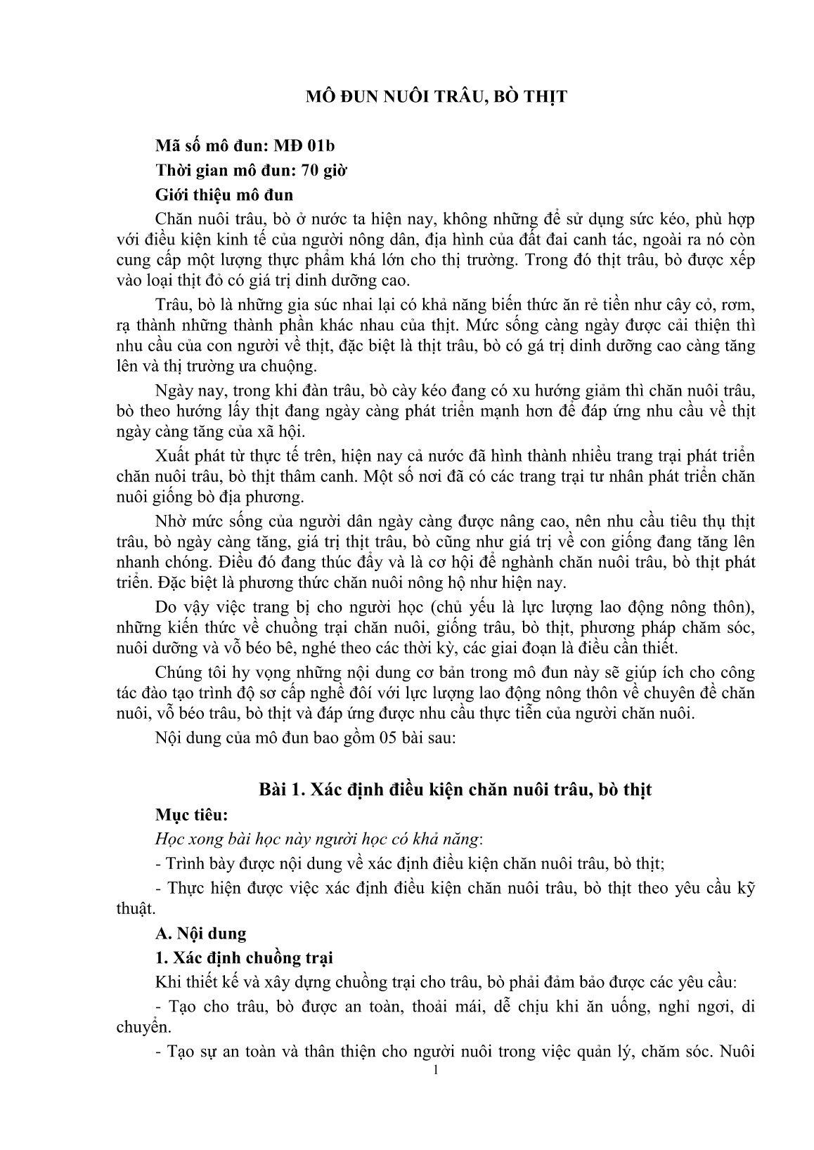 Giáo trình mô đun Nuôi trâu, bò thịt (Trình độ: Đào tạo dưới 3 tháng) trang 3