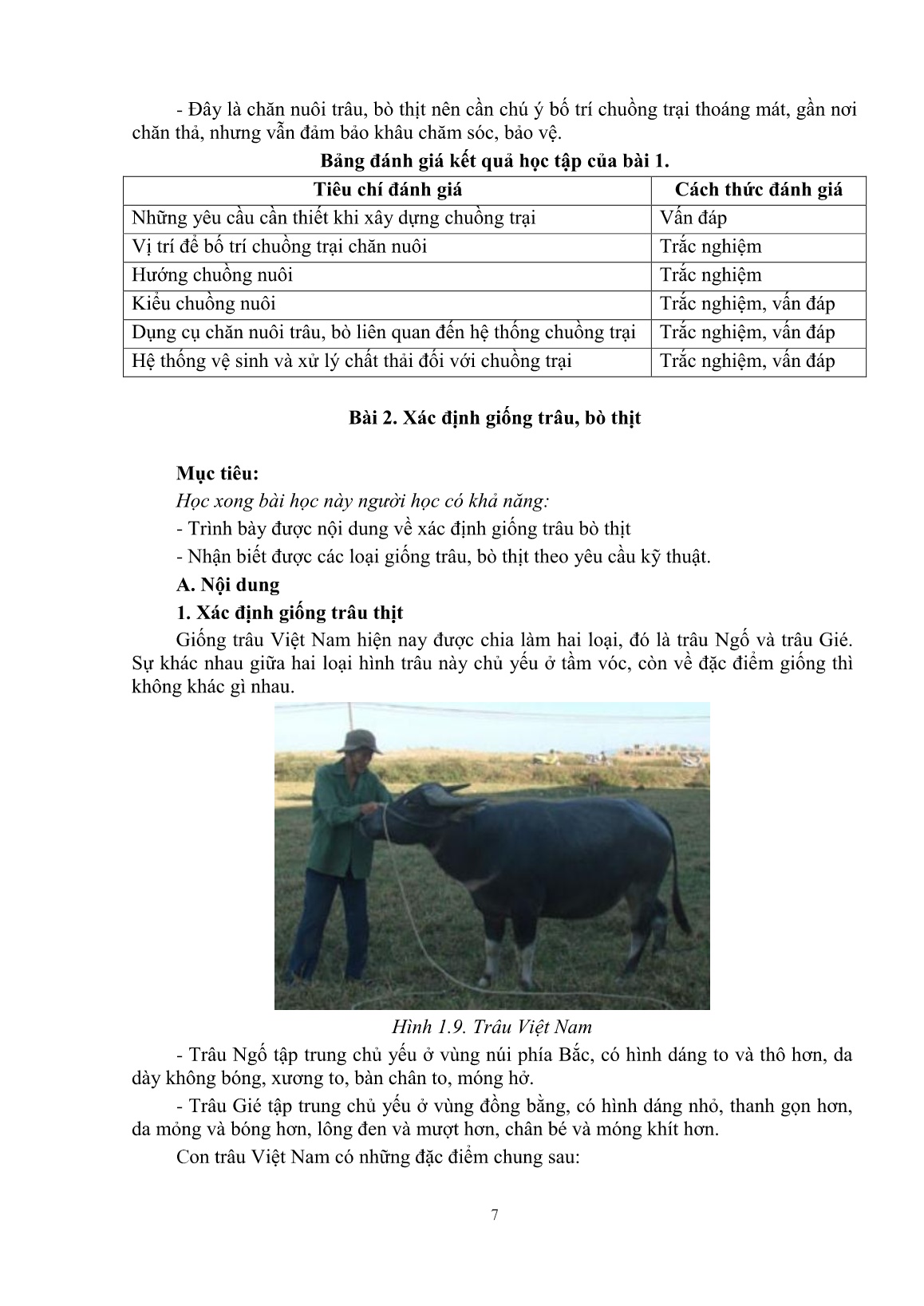 Giáo trình mô đun Nuôi trâu, bò thịt (Trình độ: Đào tạo dưới 3 tháng) trang 9