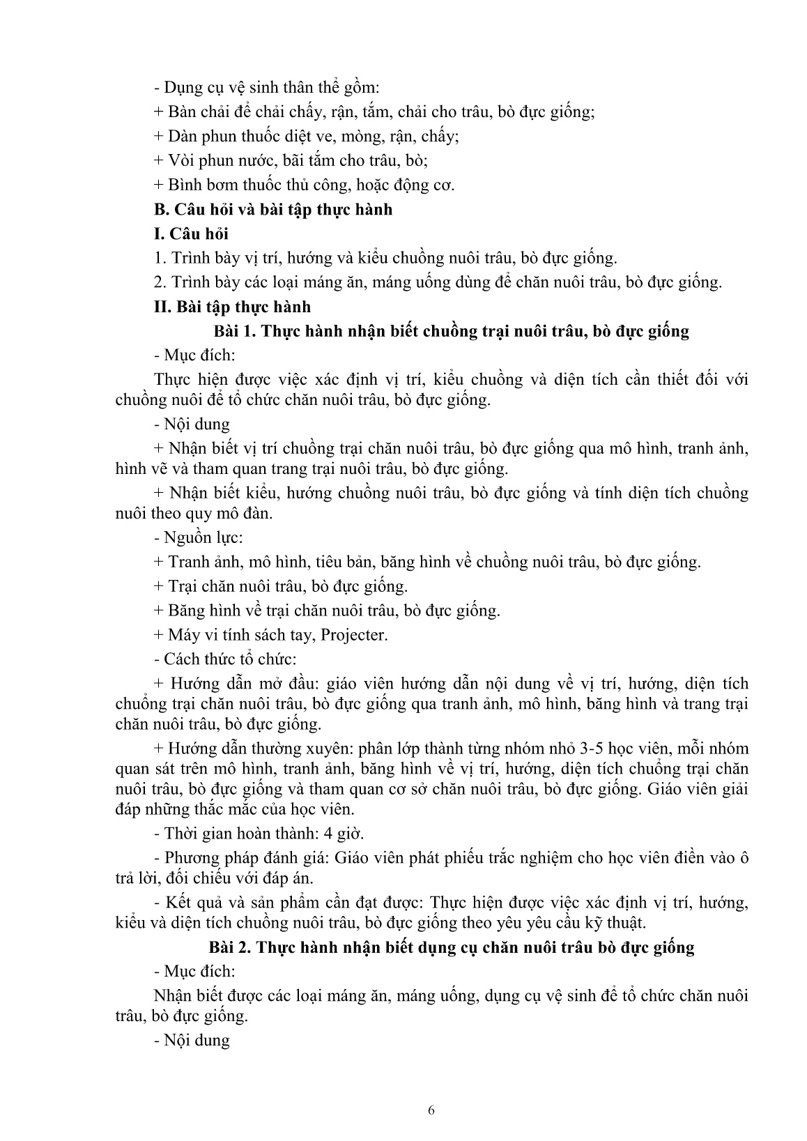 Giáo trình mô đun Nuôi trâu, bò đực giống (Trình độ: Đào tạo dưới 3 tháng) trang 8