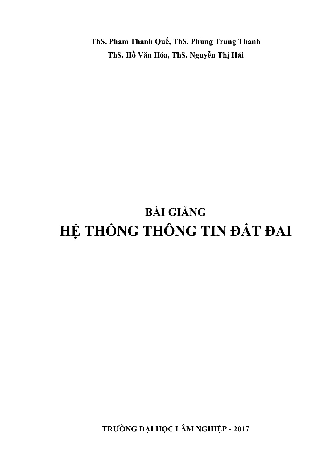 Bài giảng Hệ thống thông tin đất đai trang 2