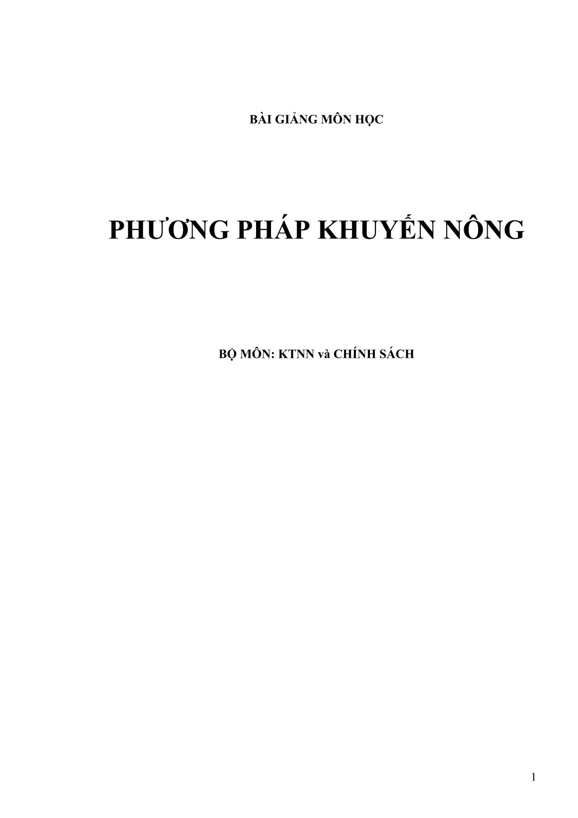 Bài giảng Phương pháp khuyến nông trang 1