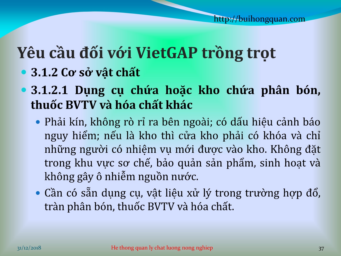 Bài giảng Hệ thống quản lý chất lượng - Chương 1: Thực hành nông nghiệp tốt tại Việt Nam (Vietgap) (Tcvn 11892-1:2017) - Phần 1: Trồng trọt trang 10