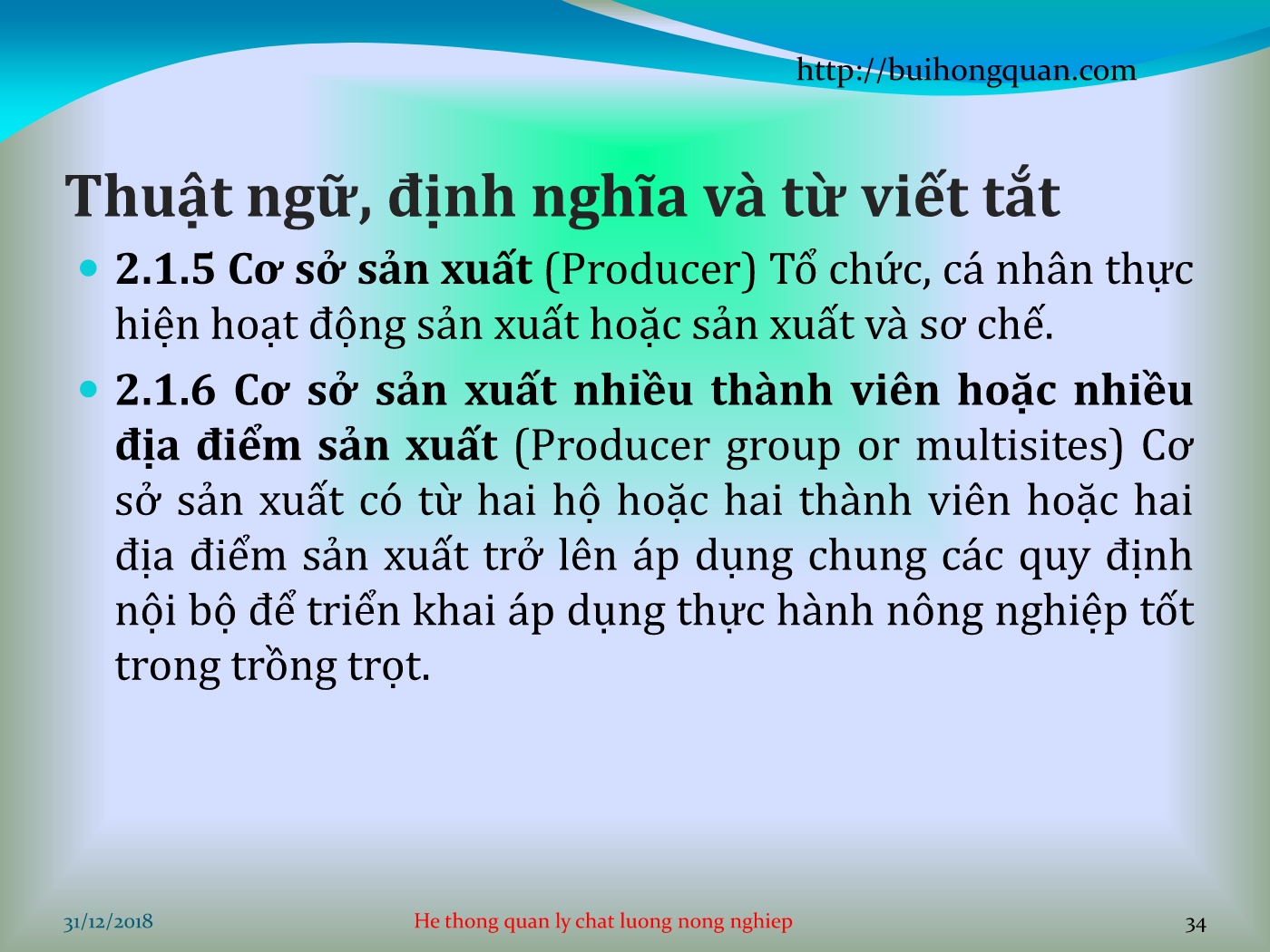 Bài giảng Hệ thống quản lý chất lượng - Chương 1: Thực hành nông nghiệp tốt tại Việt Nam (Vietgap) (Tcvn 11892-1:2017) - Phần 1: Trồng trọt trang 7