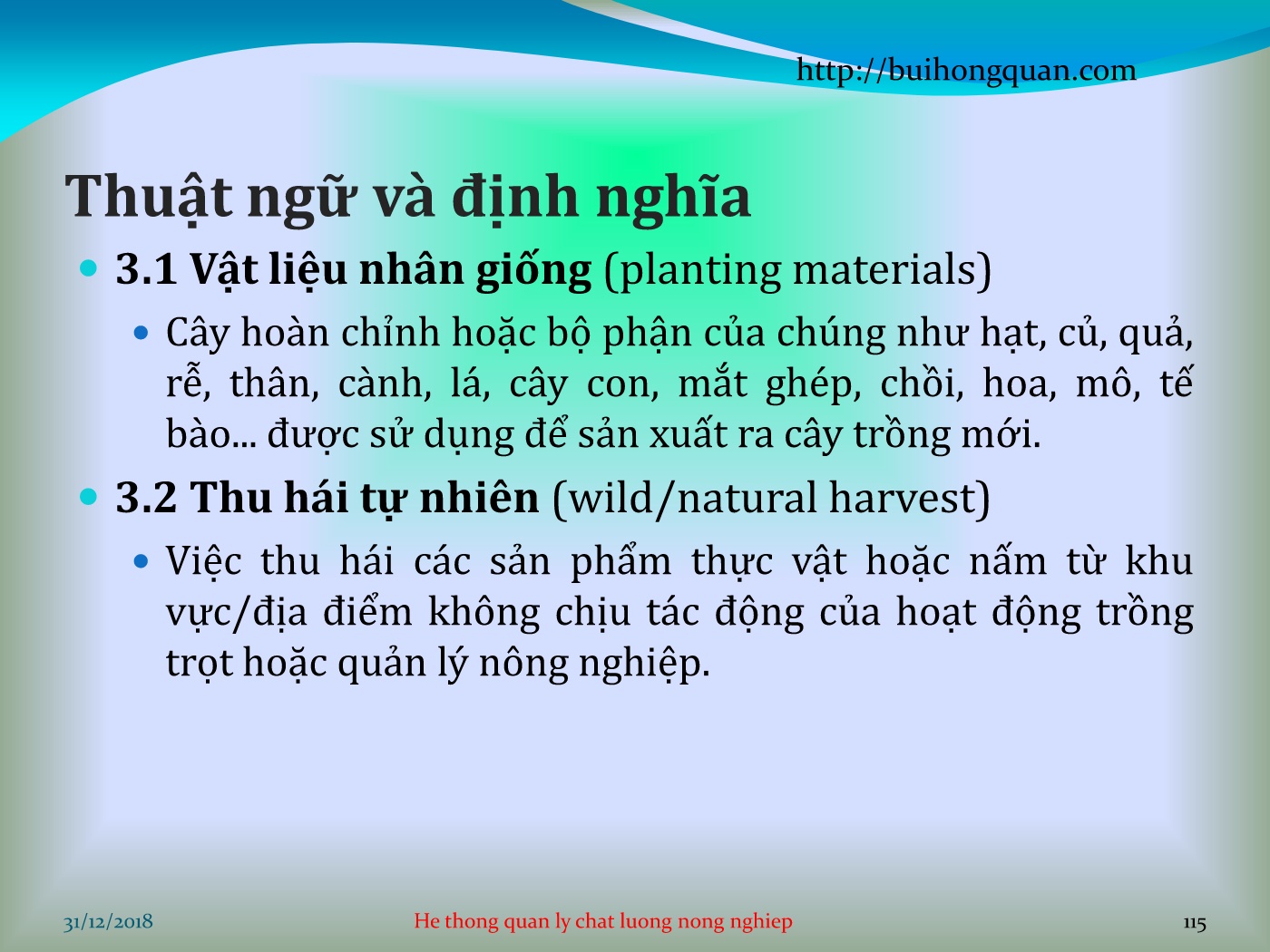 Bài giảng Hệ thống quản lý chất lượng - Chương 2: Nông nghiệp hữu cơ - Phần 2: Trồng trọ hữu cơ (TT) trang 5