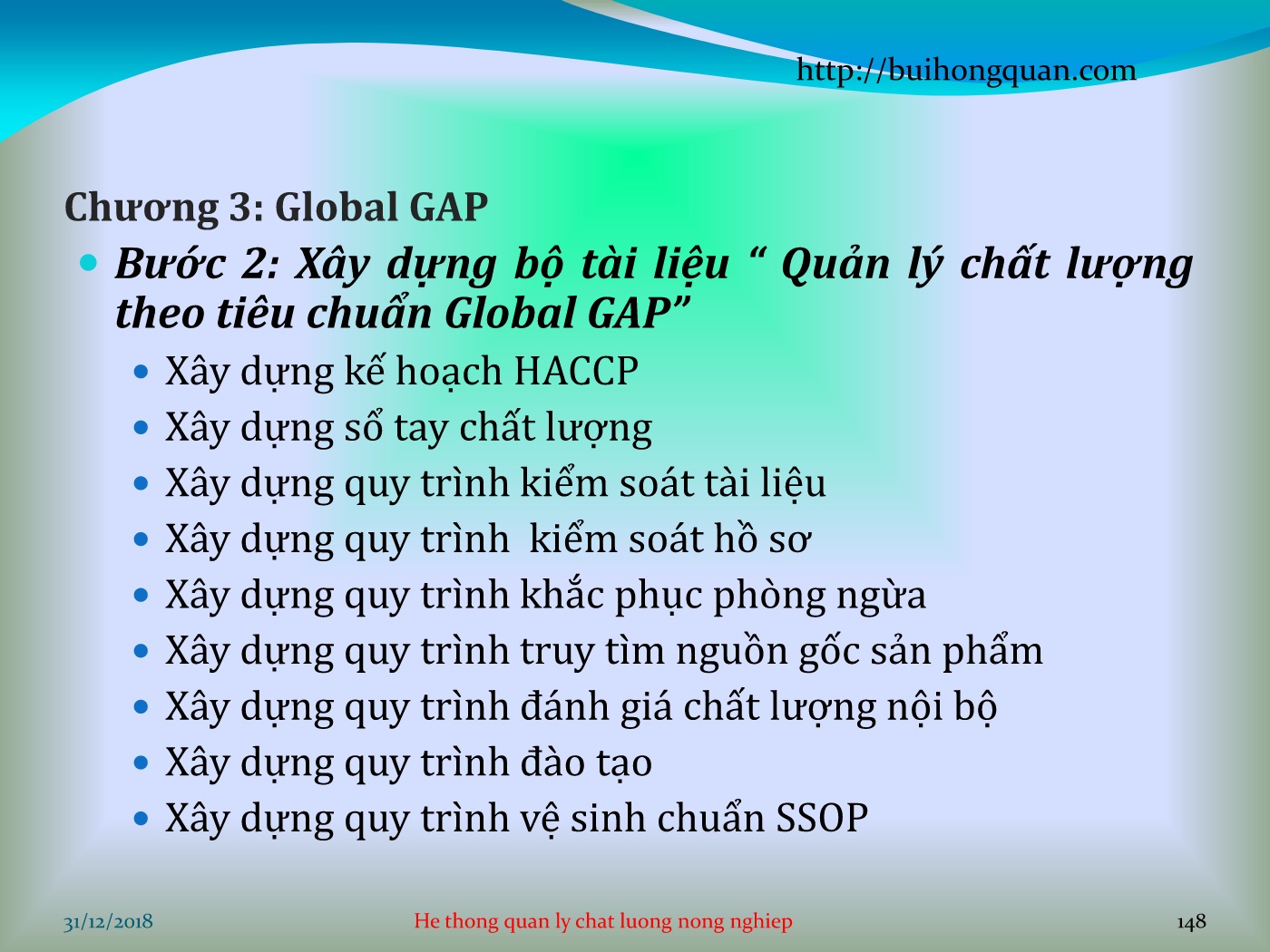 Bài giảng Hệ thống quản lý chất lượng - Chương 3: Global GAP trang 10