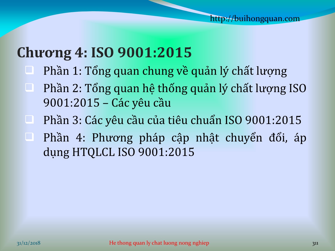 Bài giảng Hệ thống quản lý chất lượng - Chương 4: ISO 9001:2015 trang 2