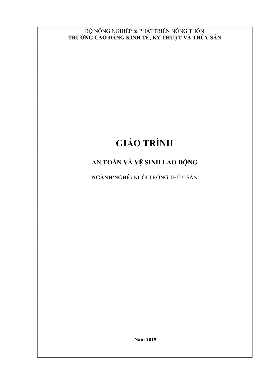 Giáo trình An toàn và vệ sinh lao động trang 1