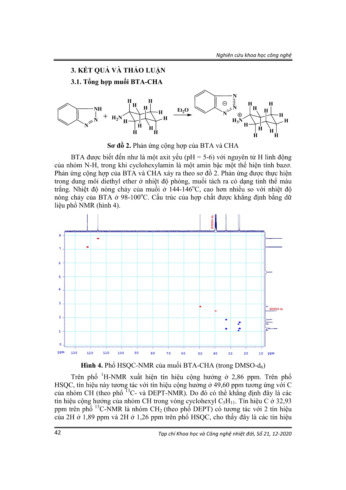 Tổng hợp và hiệu quả ức chế ăn mòn đồng của muối cộng hợp Benzotriazole-Cyclohexylamine trong dung dịch NaCl trang 5