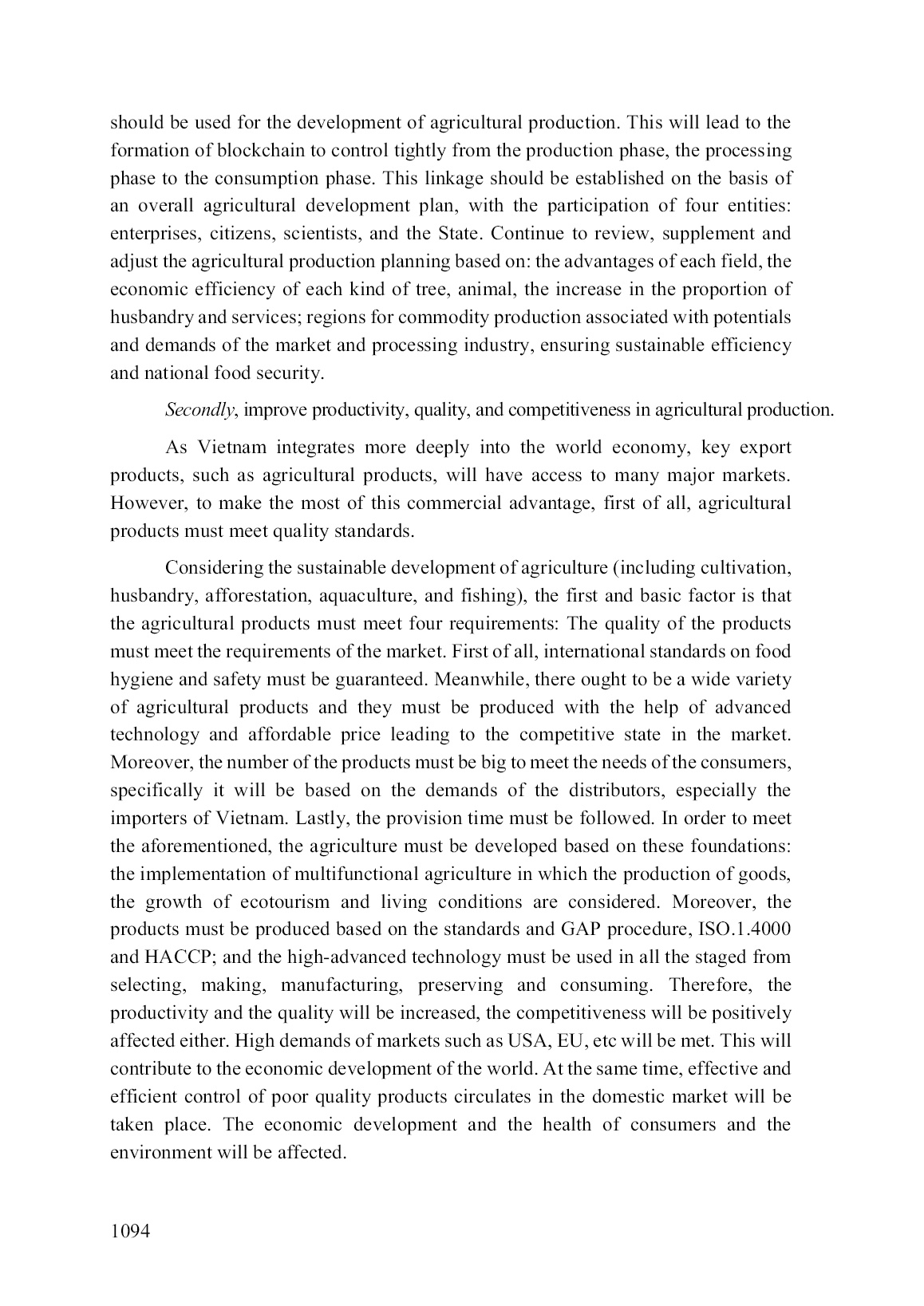 Developing the sustainable agriculture in vietnam in the context of the international integration trang 10