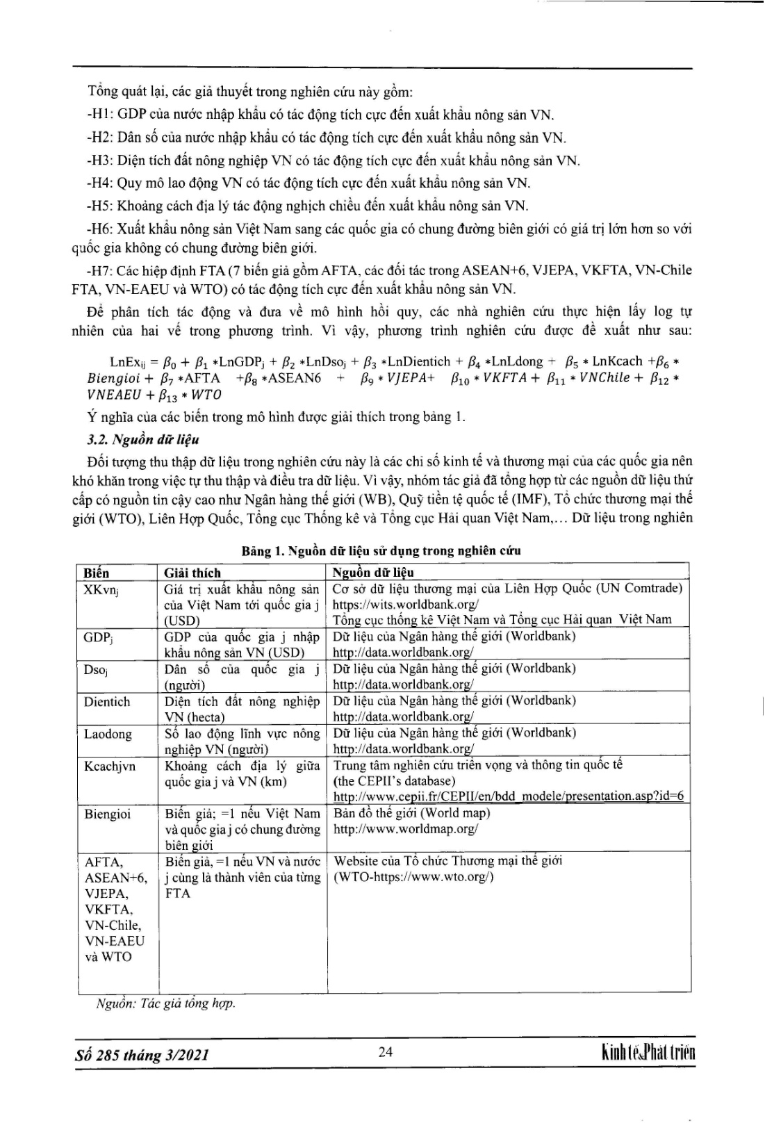 Xuất khẩu nông sản Việt Nam: Ảnh hưởng tử các hiệp định thương mại tự do trang 5