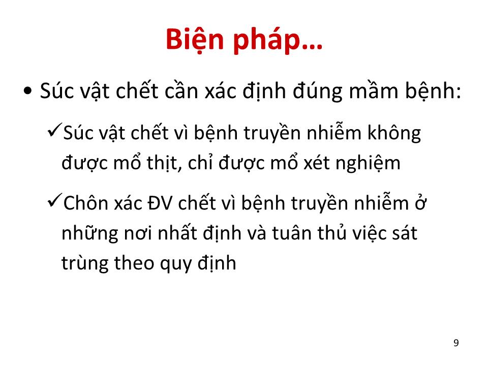 Bài giảng Vệ sinh thú Y 2 - Chương 5: Vệ sinh phòng chống dịch bệnh trang 9