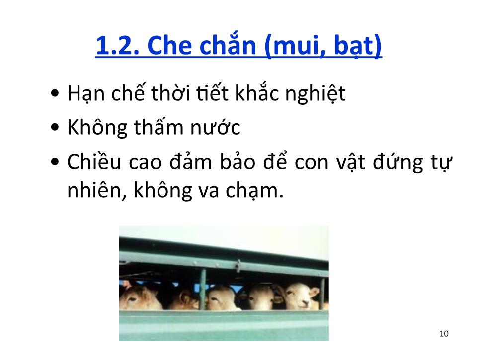 Bài giảng Vệ sinh thú Y 2 - Chương 6: Vệ sinh vận chuyển động vật & sản phẩm động vật trang 10