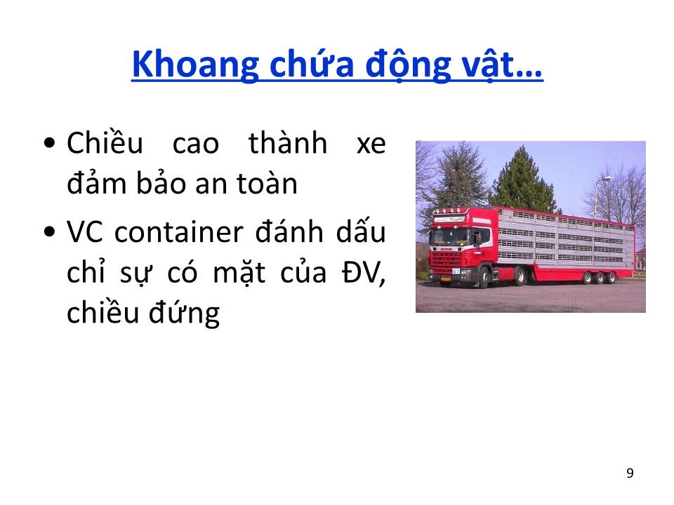 Bài giảng Vệ sinh thú Y 2 - Chương 6: Vệ sinh vận chuyển động vật & sản phẩm động vật trang 9