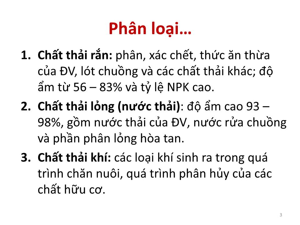 Bài giảng Vệ sinh thú Y 2 - Chương 7: Quản lý và xử lý chất thải chăn nuôi trang 3