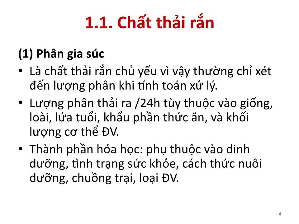 Bài giảng Vệ sinh thú Y 2 - Chương 7: Quản lý và xử lý chất thải chăn nuôi trang 4