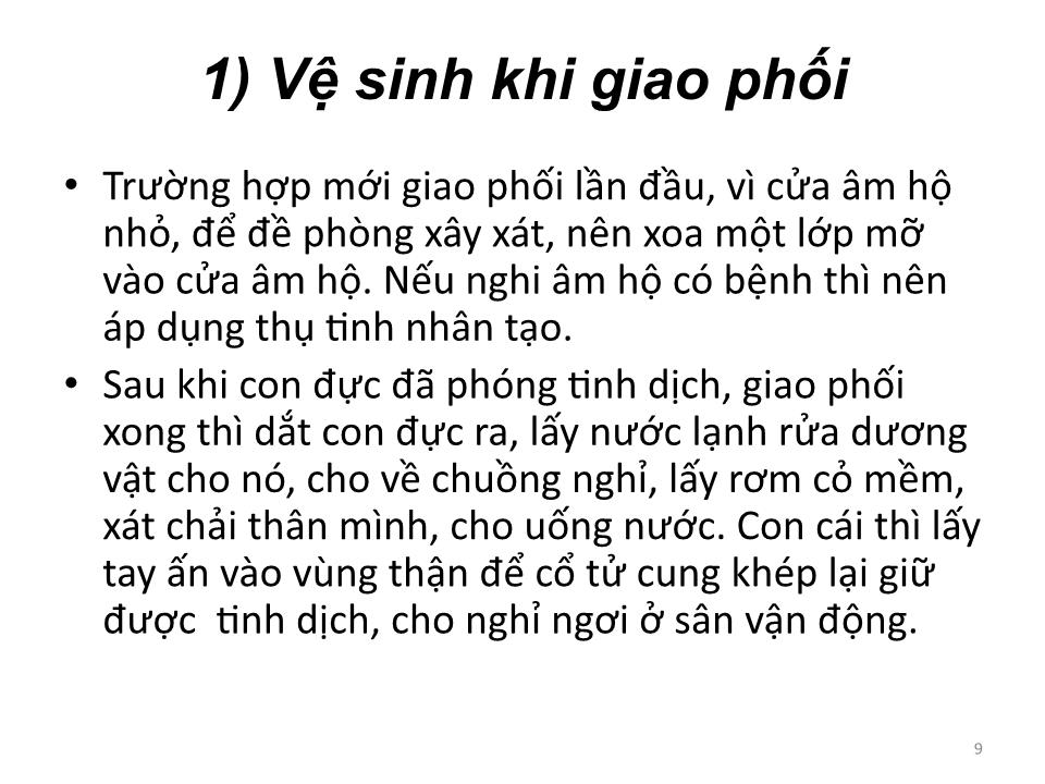 Bài giảng Vệ sinh thú Y 2 - Chương 8: Vệ sinh đối với từng loại gia súc trang 9