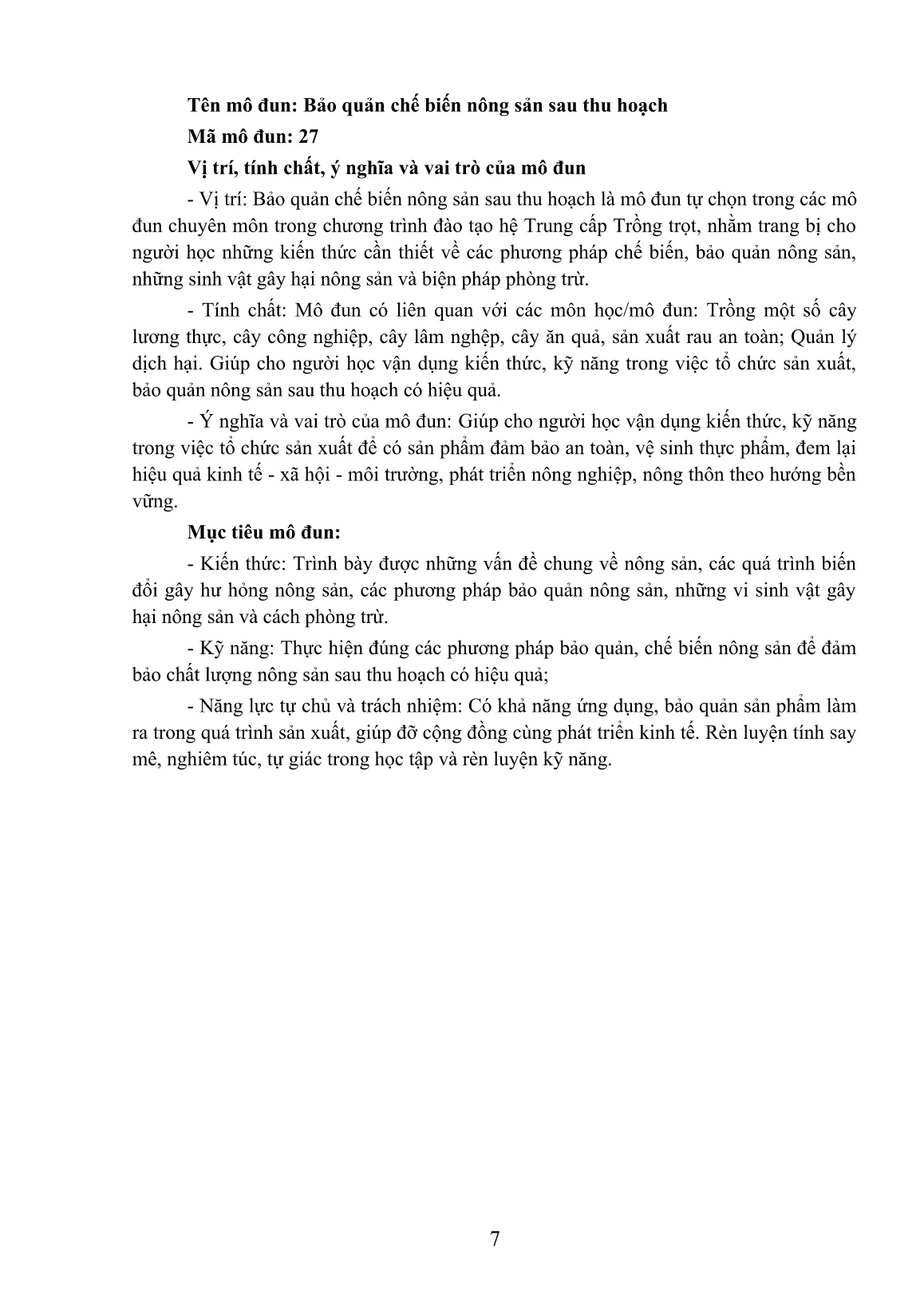 Giáo trình mô đun Bảo quản chế biến nông sản (Trình độ: Trung cấp) trang 7