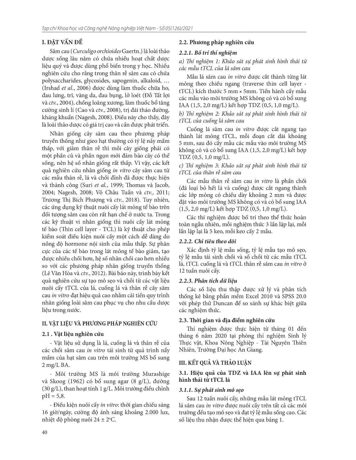 Ảnh hưởng của tdz và iaa lên sự phát sinh hình thái từ các lớp mỏng tế bào của lá, cuống lá và thân rễ cây sâm cau (Curculigo orchioides Gaertn.) nuôi cấy in vitro trang 2