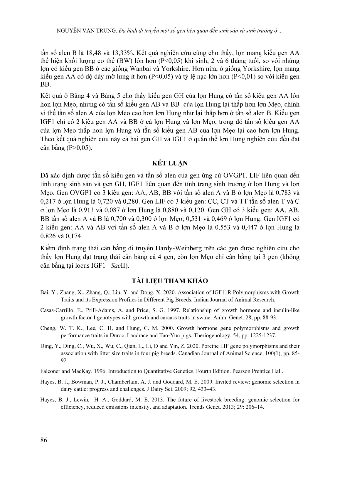 Đa hình di truyền một số gen liên quan đến sinh sản và sinh trưởng ở lợn hung và lợn mẹo trang 7
