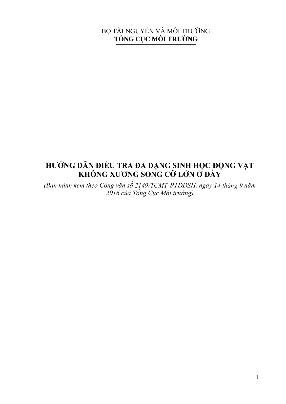 Tài liệu Hướng dẫn điều tra đa dạng sinh học động vật không xương sống cỡ lớn ở đáy trang 1