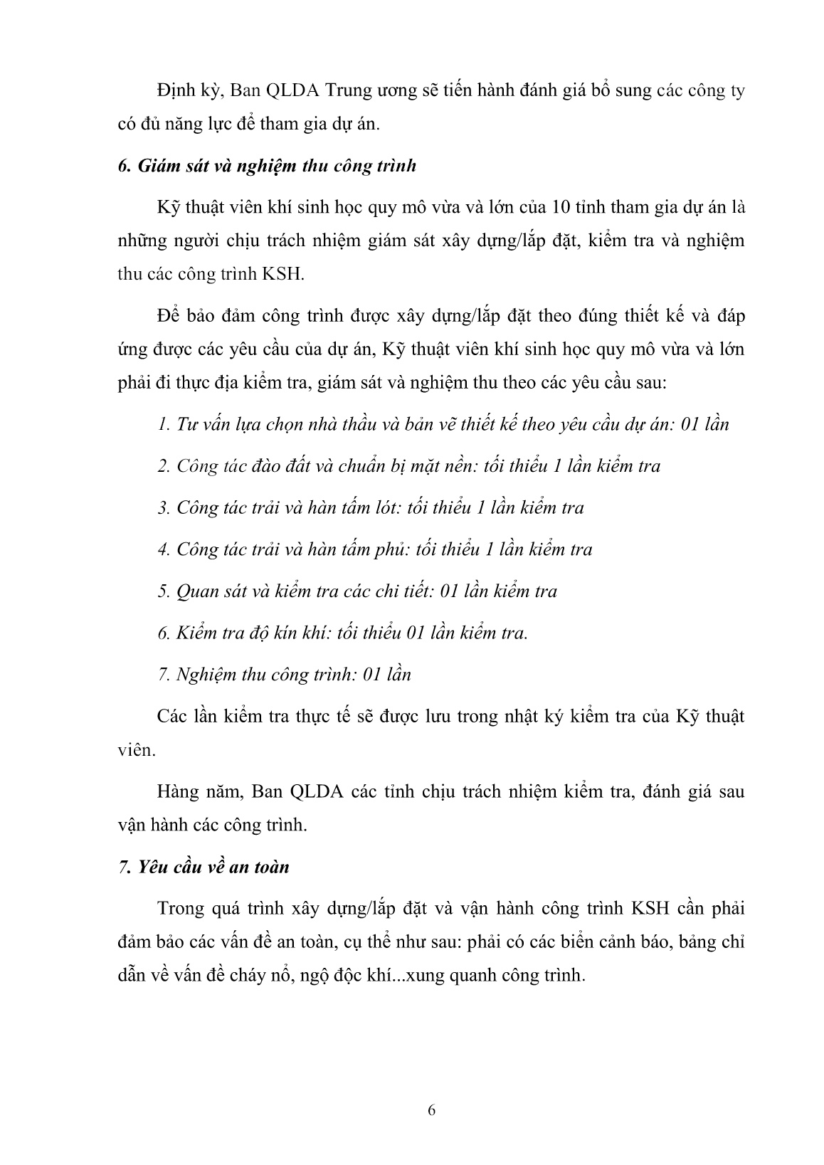 Hướng dẫn quản lý xây dựng/lắp đặt công trình khí sinh học quy mô vừa và lớn phủ màng HDPE trang 6