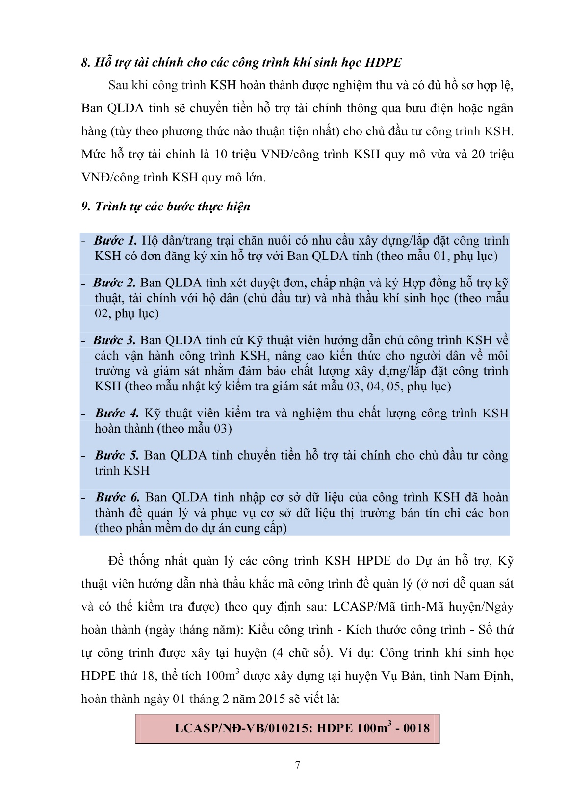 Hướng dẫn quản lý xây dựng/lắp đặt công trình khí sinh học quy mô vừa và lớn phủ màng HDPE trang 7