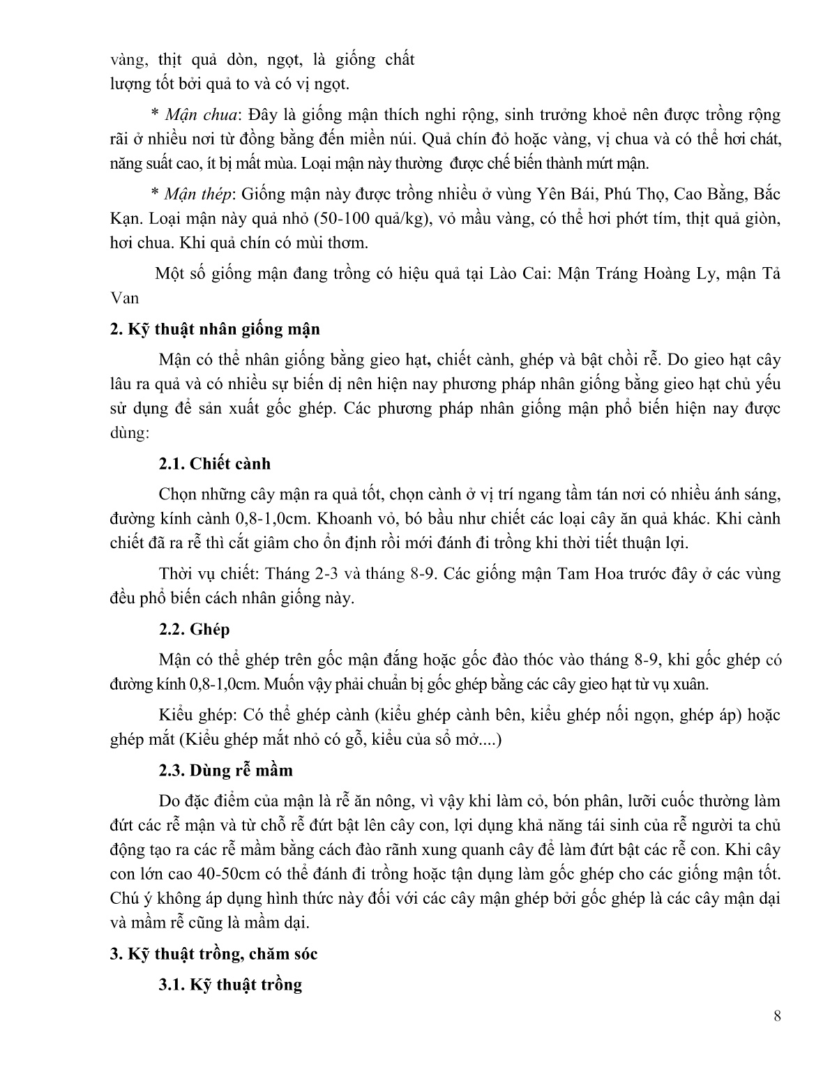 Giáo trình Trồng một số loài cây ăn quả có triển vọng tại Lào Cai trang 8