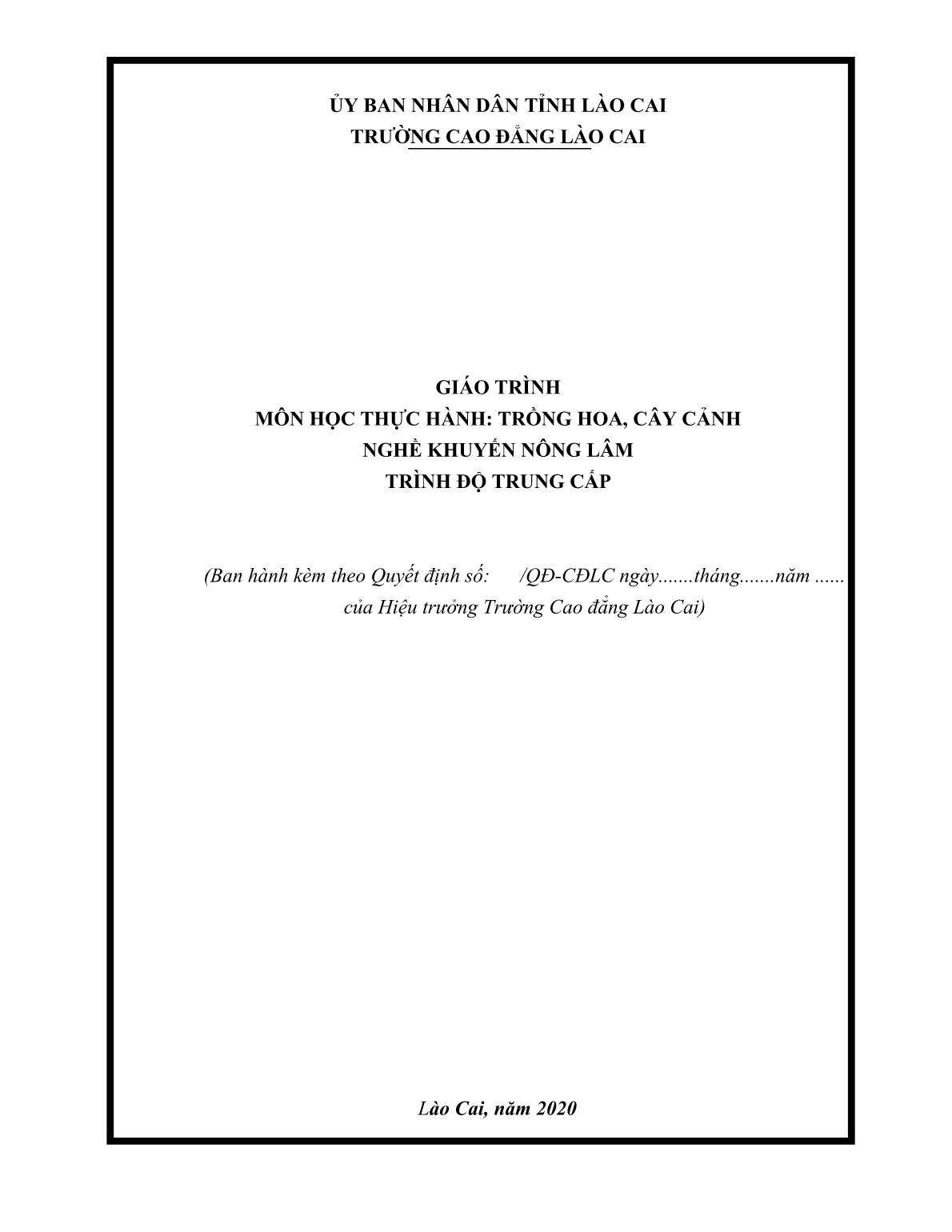 Giáo trình thực hành Trồng hoa, cây cảnh (Trình độ: Trung cấp) trang 1