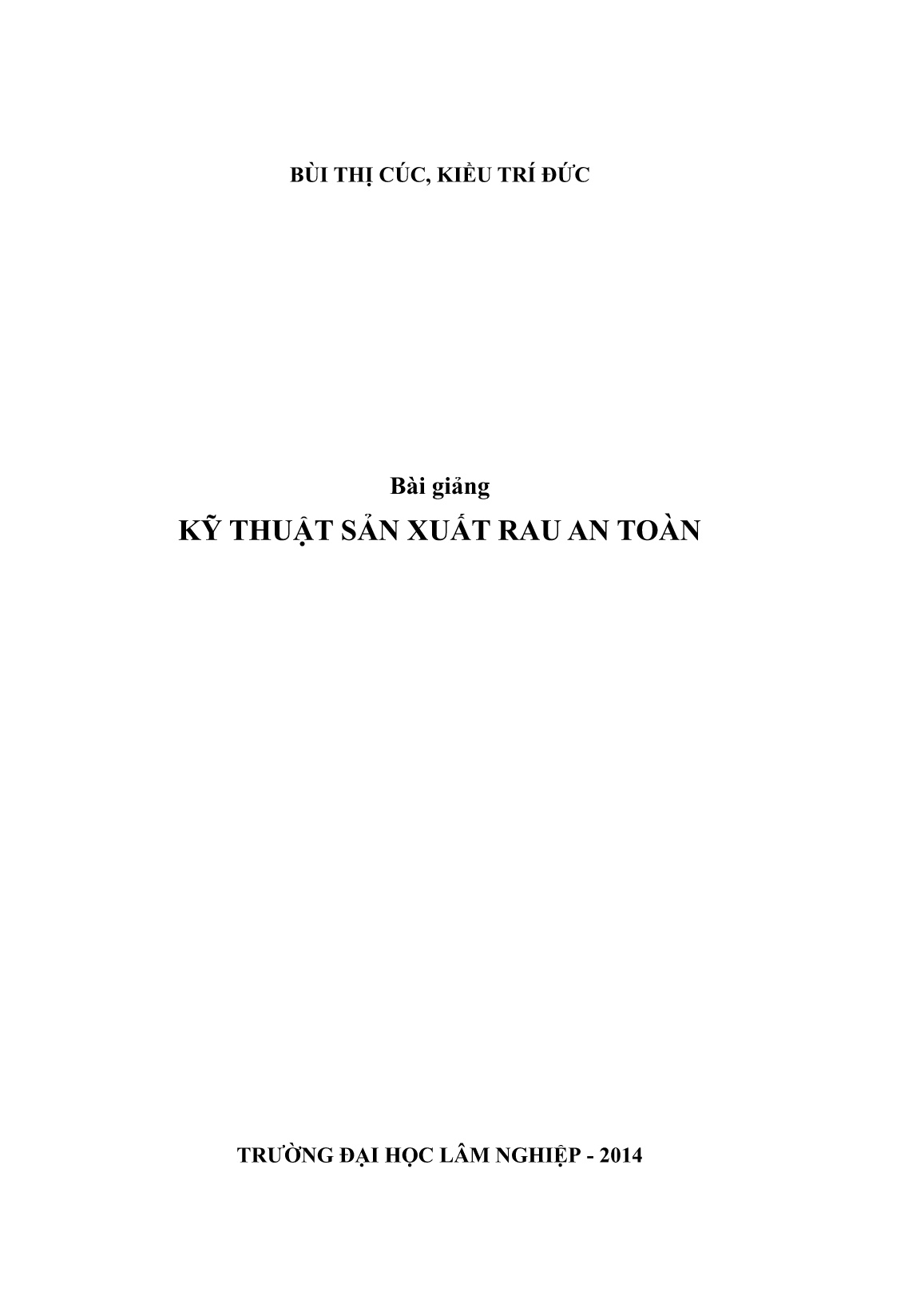 Giáo trình Kỹ thuật sản xuất rau an toàn trang 2