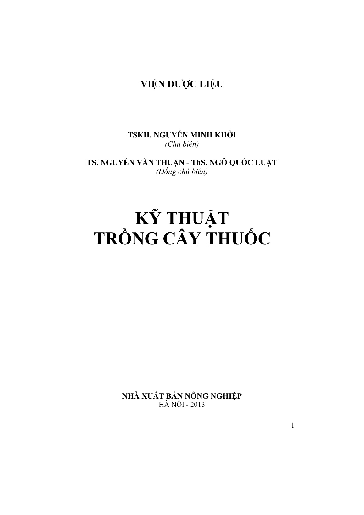 Giáo trình Kỹ thuật trồng cây thuốc trang 1