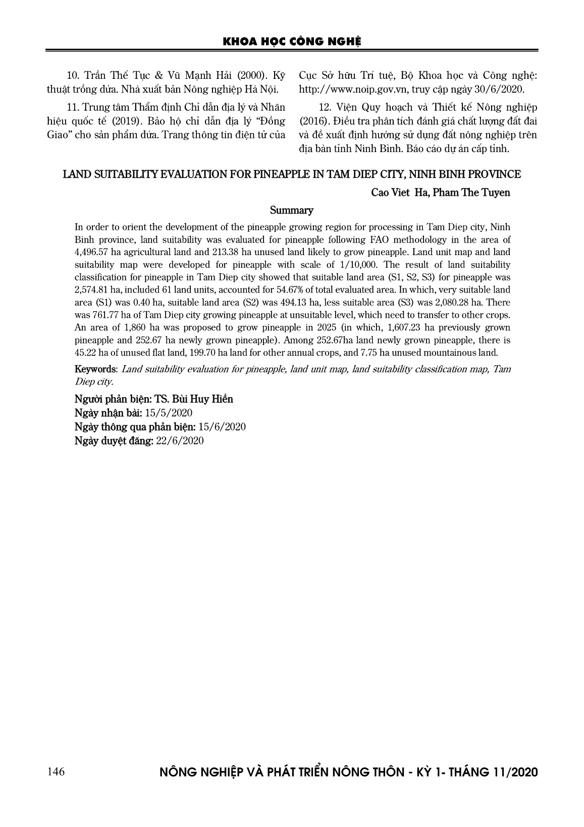 Đánh giá thích hợp đất đai cho cây dứa trên địa bàn Thành phố Tam Điệp, tỉnh Ninh Bình trang 10