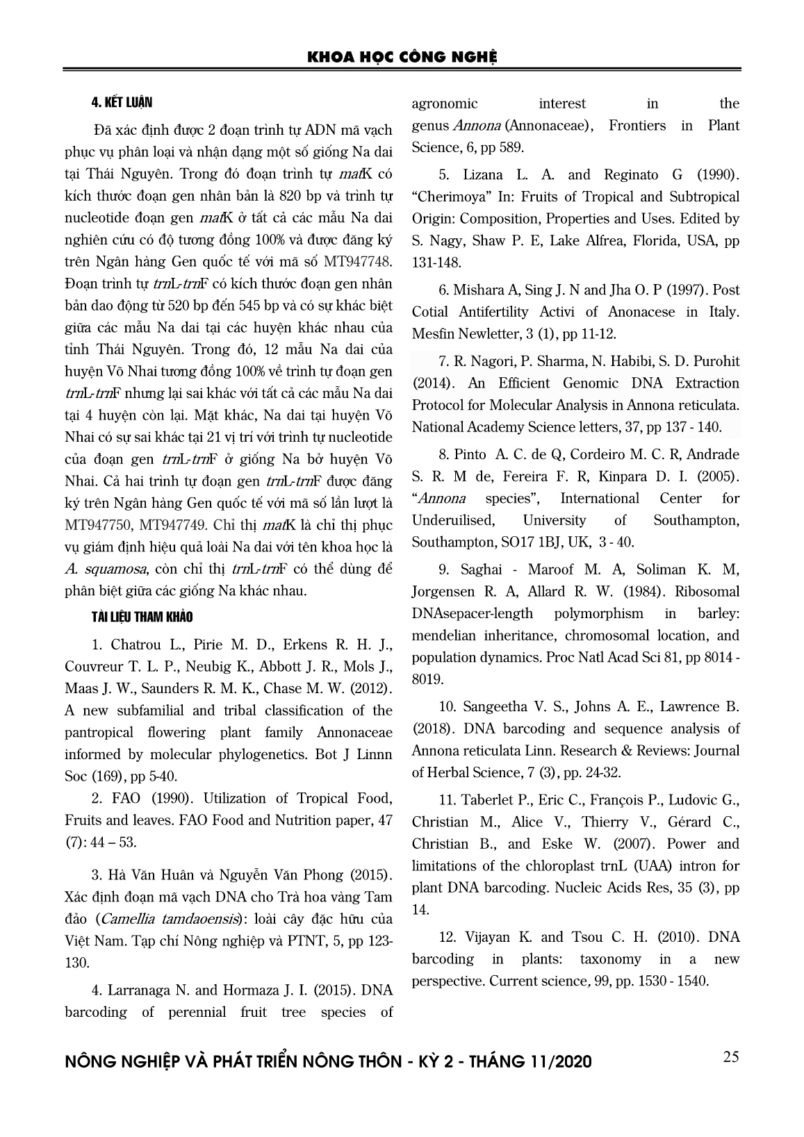 Nghiên cứu xác định một số trình tự ADN mã vạch phục vụ công tác phân loại và nhận dạng các giống na dai (annona squamosa) tại Thái Nguyên trang 9